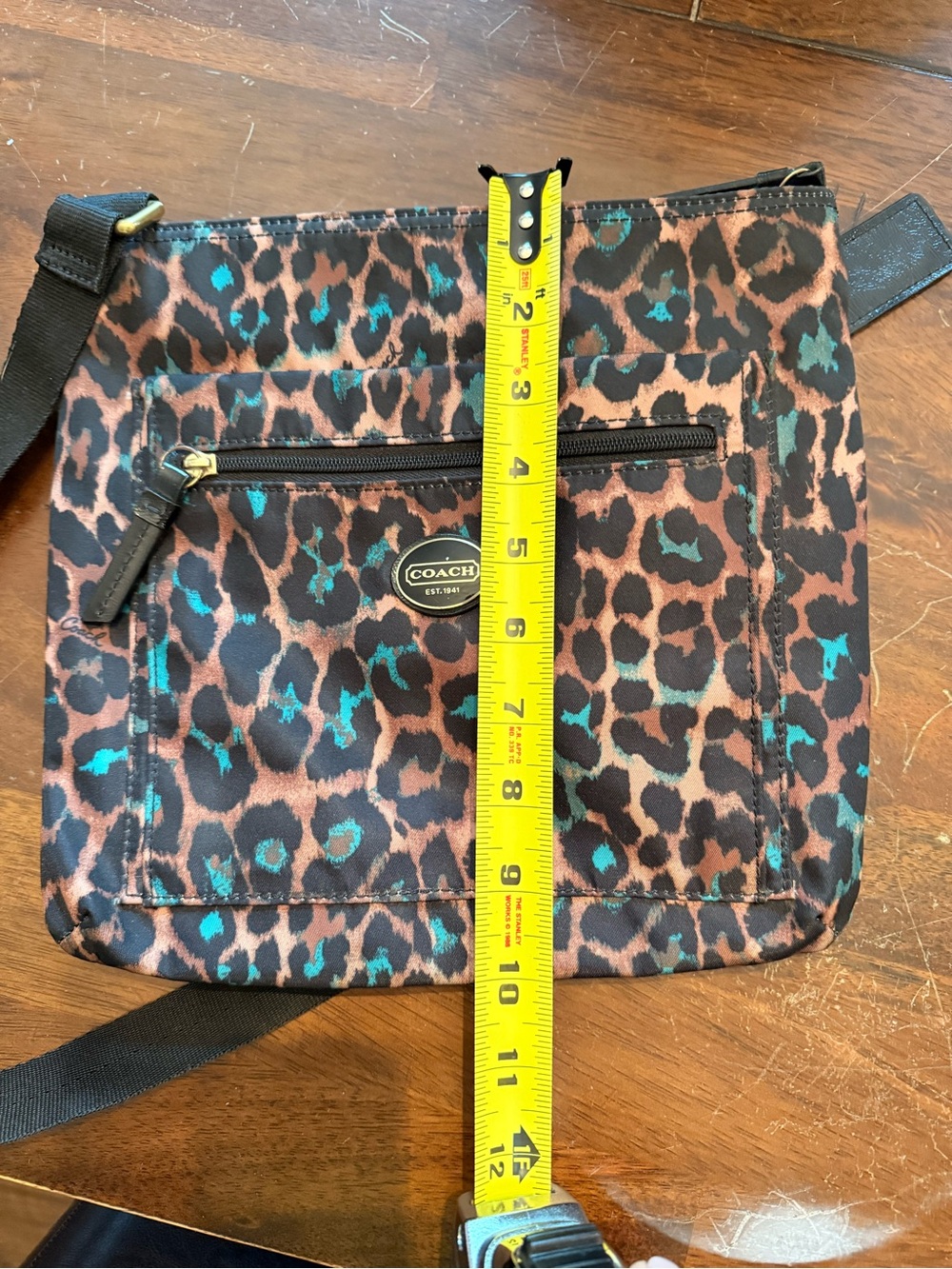 COACH Leopard Print Crossbody Bag in Brown and Teal - Picture 7 of 10